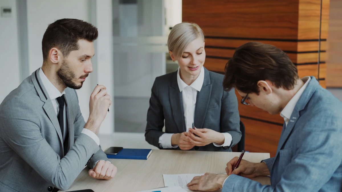 Attorneys meeting with a client